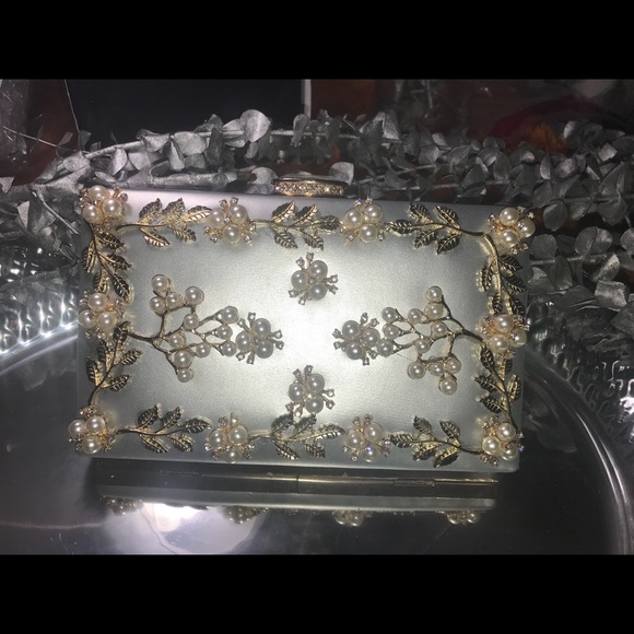 Chichitop pearl beaded evening clutch bridal wedd - Picture 3 of 8